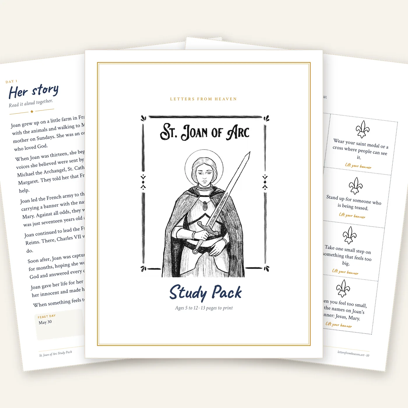 St. Joan of Arc study pack pages, printable for kids
