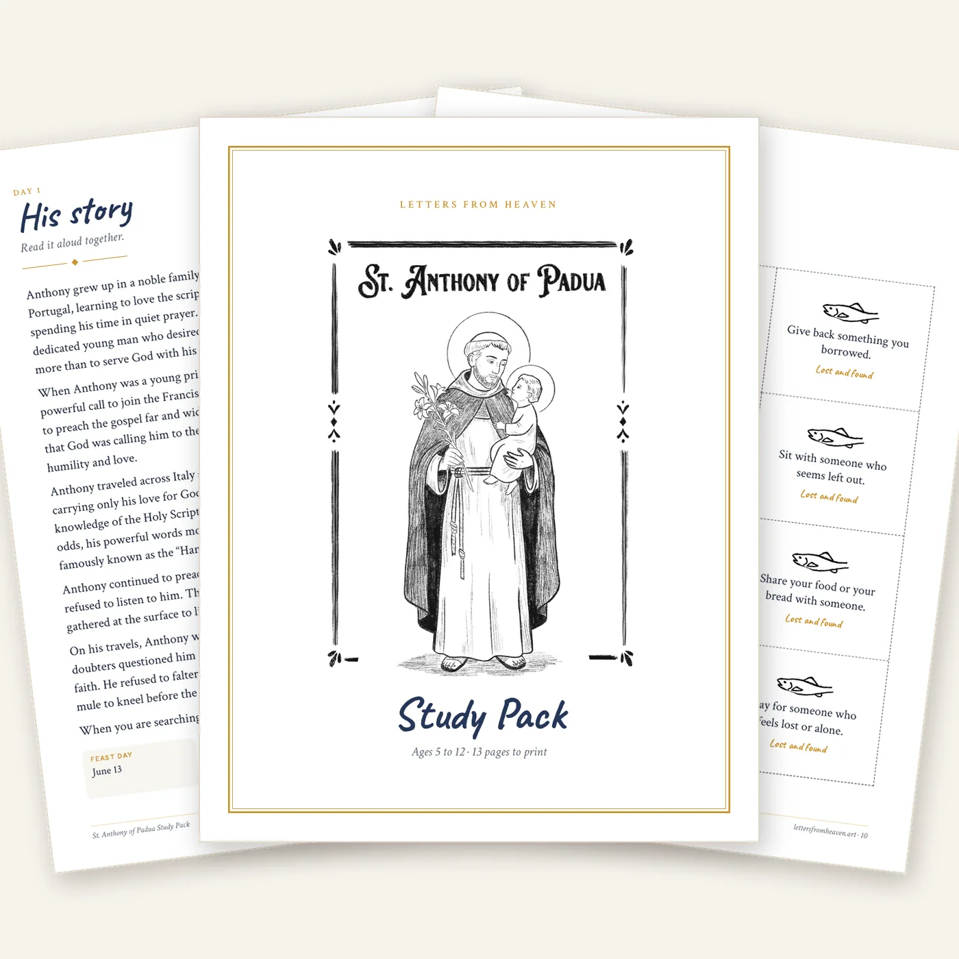 St. Anthony of Padua study pack pages, printable for kids