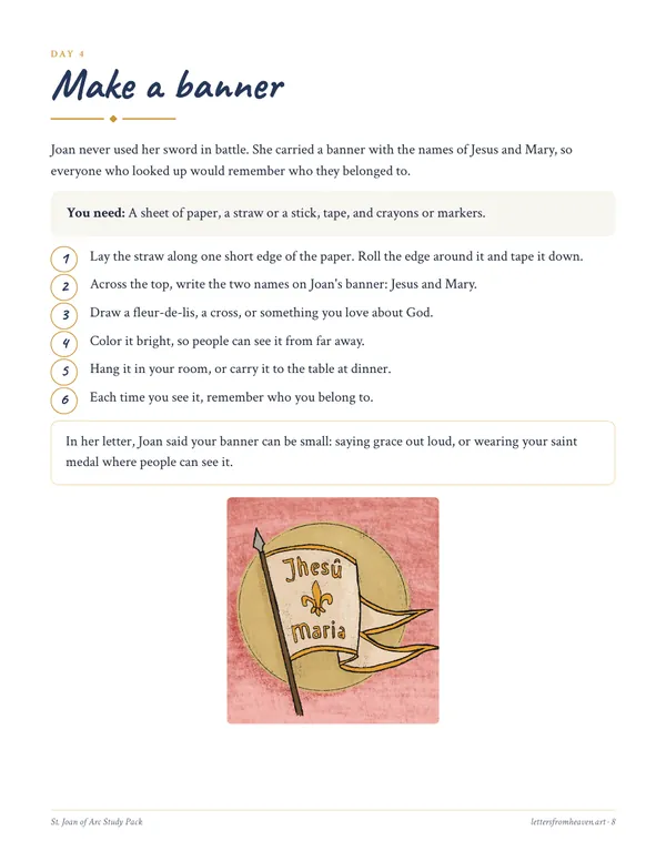 St. Joan of Arc Study Pack, make a banner page