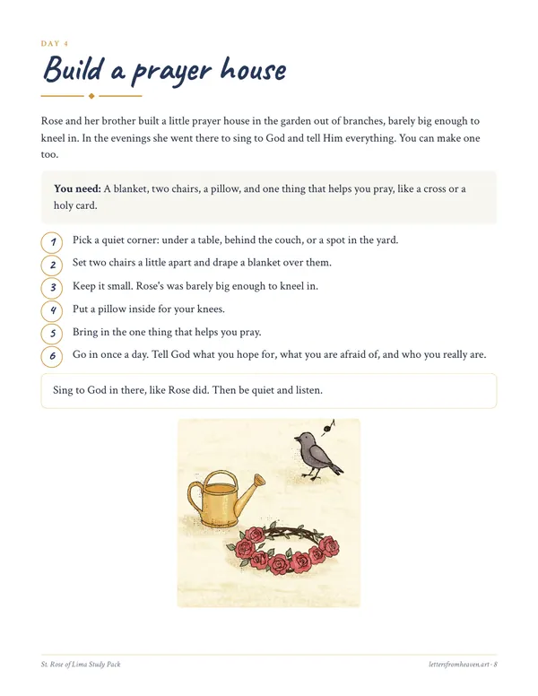 St. Rose of Lima Study Pack, a prayer house page