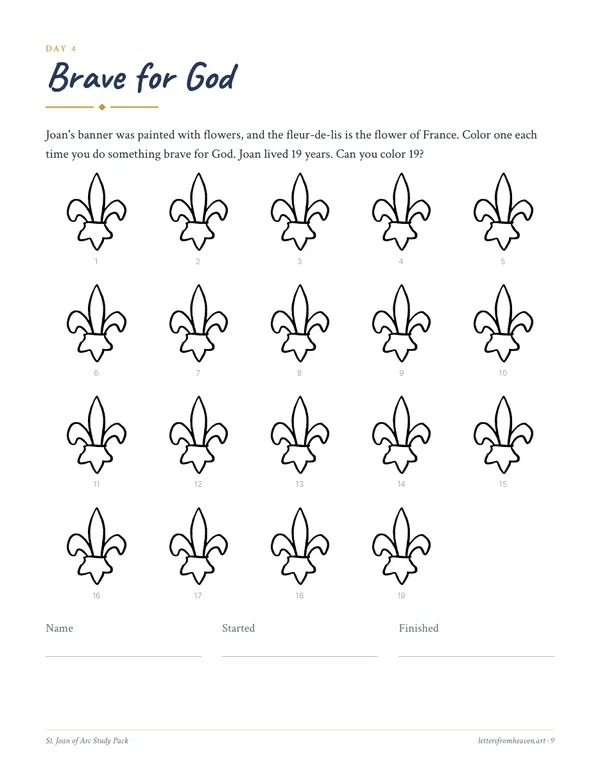 St. Joan of Arc Study Pack, brave for god page