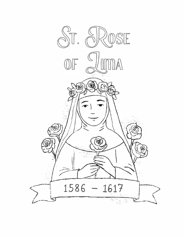 St. Rose of Lima Study Pack, coloring page page