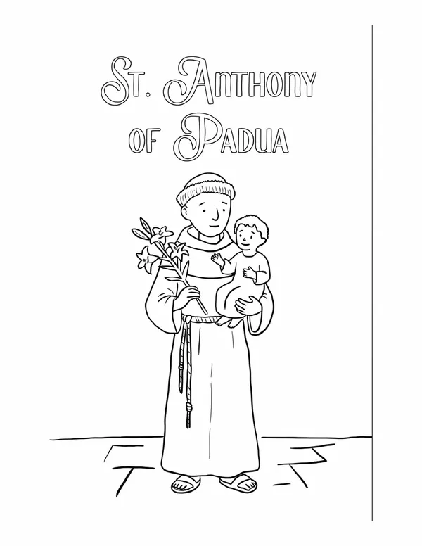 St. Anthony of Padua Study Pack, coloring page page