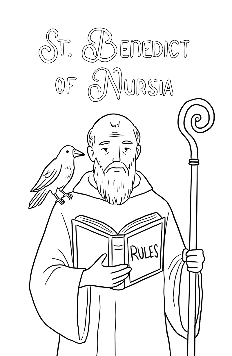 St. Benedict coloring page preview