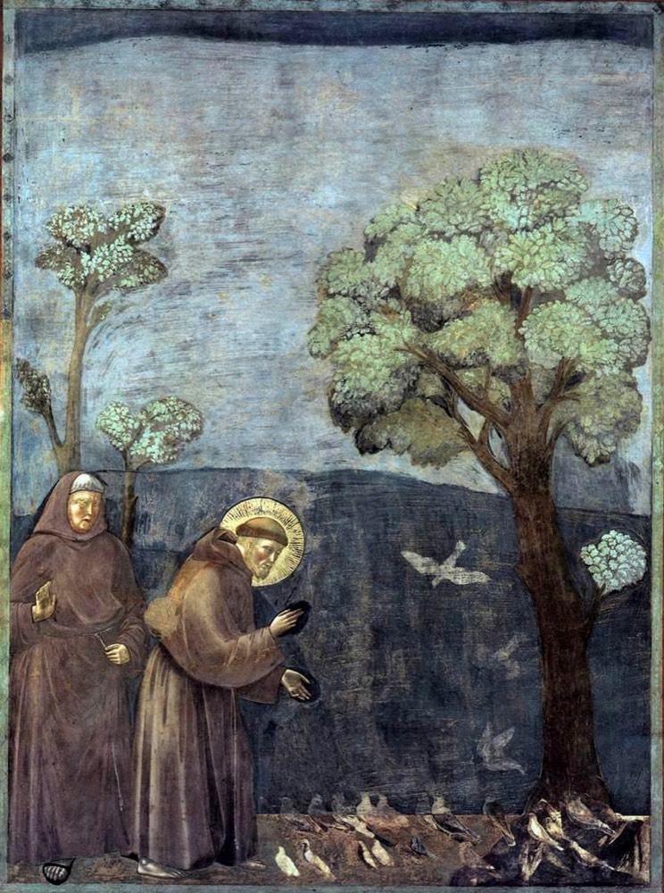 Giotto fresco of St. Francis preaching to the birds