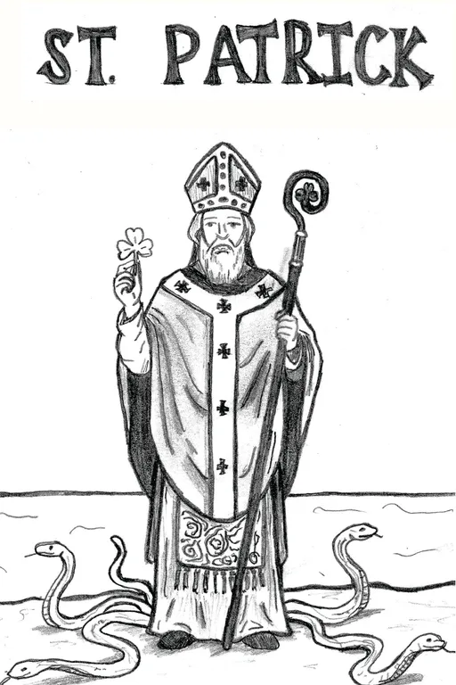 St. Patrick — hand-drawn portrait for Catholic kids