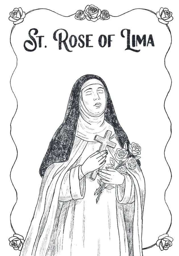 St. Rose of Lima — hand-drawn portrait